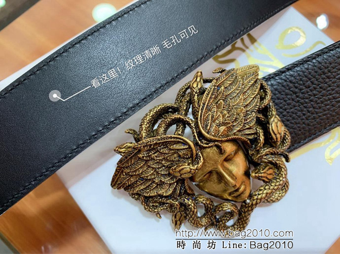 VERSACE範思哲 外貿原單貨 原廠荔枝紋牛皮 全粒面小牛皮底 男士皮帶 高端人士首選  xfp1326